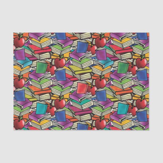 Buch-Stapel mit Äpfeln Seidenpapier (Vorderseite)