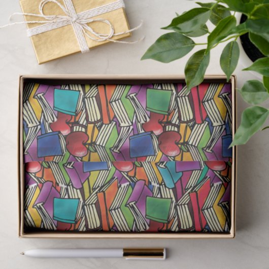 Buch-Stapel mit Äpfeln Seidenpapier (Geschenk)