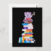 Buch Tee Kaffee Kawaii Bookworm Koala Postkarte (Vorne/Hinten)