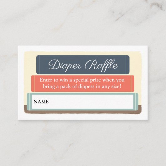 Buch Thema Bibliothek Babydusche Windeln Raffle Begleitkarte (Vorderseite)