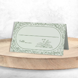 Buch-Thema Floral Salbei Grünes Brautbad Platzkarte
