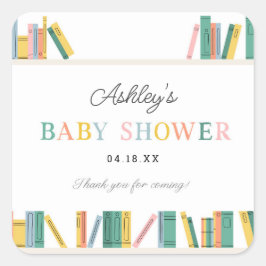 Buch Theme Storybook Baby Shower Quadratischer Aufkleber
