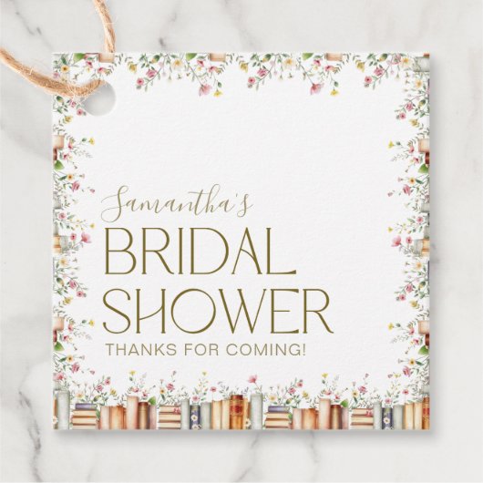 Buch-Themed Floral Brautparty Vielen Dank Geschenkanhänger (Vorderseite)