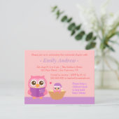 Buch Themed, Owl Baby Girl Dusche Einladungen (Stehend Vorderseite)