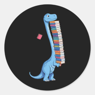 Buch tragender Dinosaurier lesender Dino  Runder Aufkleber