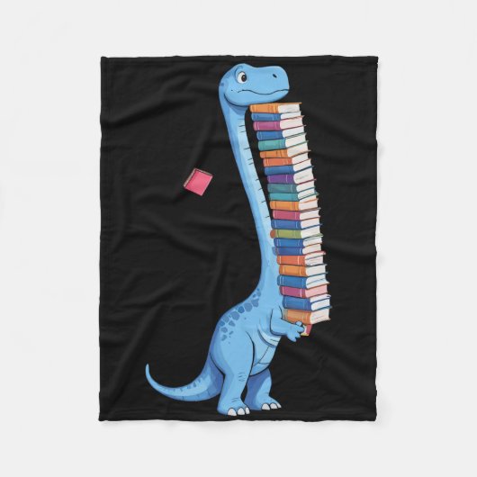 Buch tragender Dinosaurier liest Dino  Fleecedecke (Vorderseite)