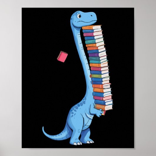 Buch tragender Dinosaurier liest Dino  Poster (Vorne)