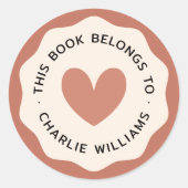 Buch über die Herzwinkernde Terracotta-Bibliothek Runder Aufkleber (Vorderseite)