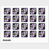 Buch über viele versteinerte violette Blumen Quadratischer Aufkleber (Blatt)
