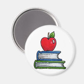 Buch und Apfel Magnet (Vorderseite/Rückseite)