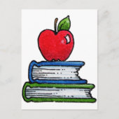 Buch und Apfel Postkarte (Vorderseite)