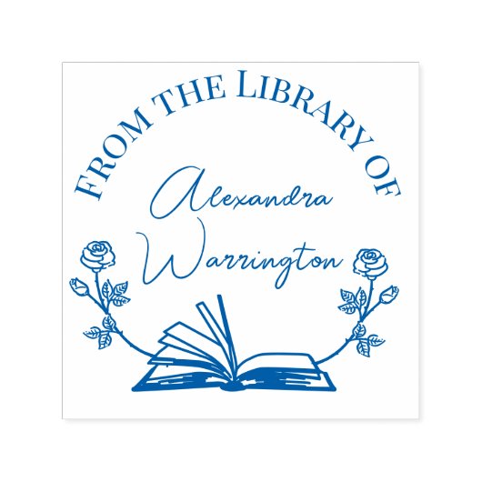 Buch- und Botanische Rose #1 Name des Bibliothekss Permastempel (Design)