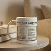 Buch und Earl Grey Tee Rezept Kaffeetasse