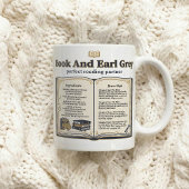 Buch und Earl Grey Tee Rezept Kaffeetasse