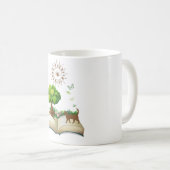 Buch und Katze farbig Kaffeetasse (VorderseiteRechts)