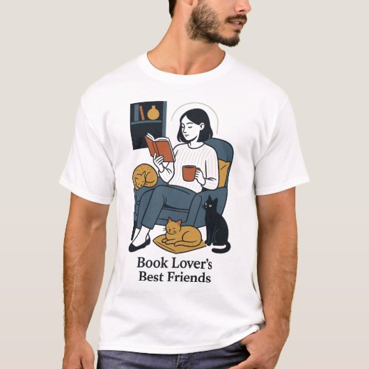 Buch und Katzen T-Shirt (Vorderseite)