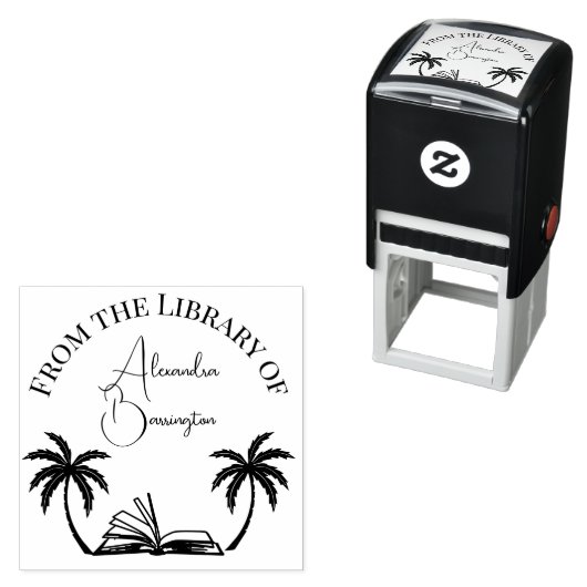 Buch- und Palmbaumen #1 Bibliothekskriptname Permastempel (Beispiel)