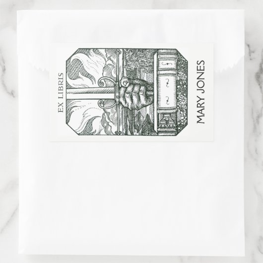 Buch und Schwert-Buchzeichen Rechteckiger Aufkleber (Tasche)