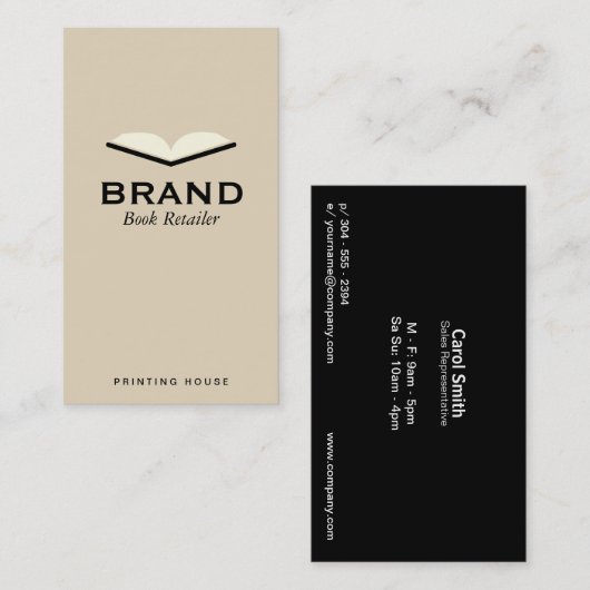 Buch Visitenkarte (Vorne/Hinten)