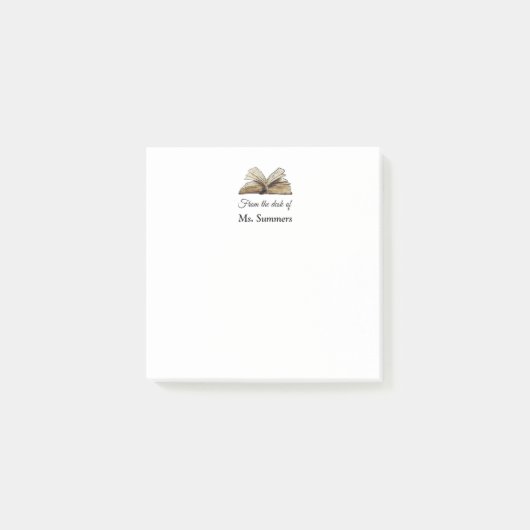 Buch vom Schreibtisch des Lehrers Post-it Klebezettel (Vorderseite)