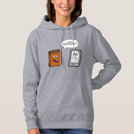 Buch vs. E-Book Hoodie (Vorderseite)