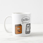 Buch vs. E-Book Kaffeetasse (Links)