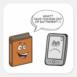 Buch vs. E-Book Quadratischer Aufkleber