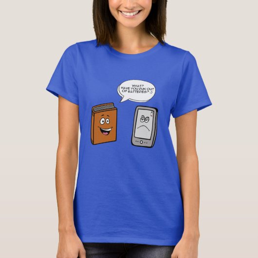 Buch vs. E-Book T-Shirt (Vorderseite)