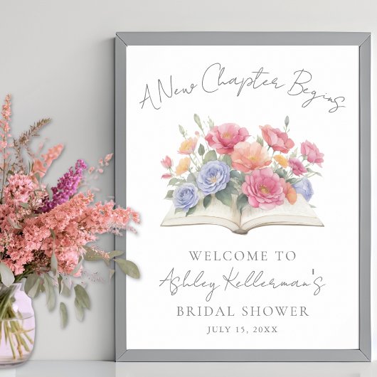 Buch Wasserfarbe Floral-Bridal-Shower-Willkommenss Poster