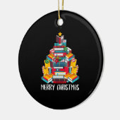Buch Weihnachtsbaum-Bibliothek lesen Keramik Ornament (Links)