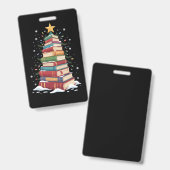 Buch Weihnachtsbaum Buch Lover Lehrer Bibliothekar Ausweis (Vorder- & Rückseite)