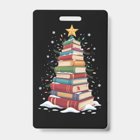 Buch Weihnachtsbaum Buch Lover Lehrer Bibliothekar Ausweis (Vorderseite)