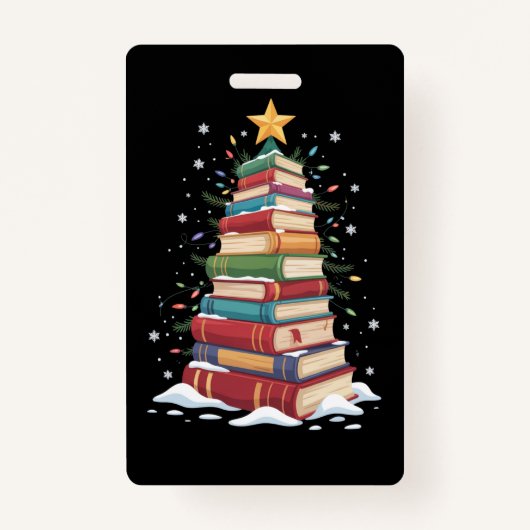 Buch Weihnachtsbaum Buch Lover Lehrer Bibliothekar Ausweis (Vorderseite)