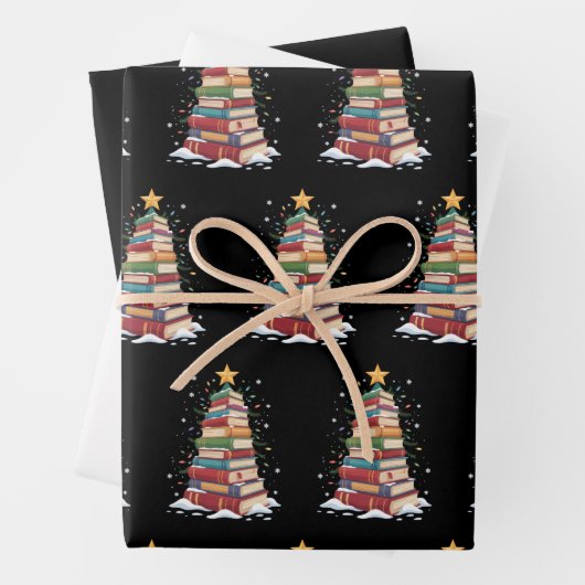 Buch Weihnachtsbaum Buch Lover Lehrer Bibliothekar Geschenkpapier Set (Beispiel)