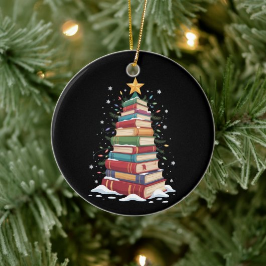 Buch Weihnachtsbaum Buch Lover Lehrer Bibliothekar Keramik Ornament (Baum)