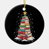 Buch Weihnachtsbaum Buch Lover Lehrer Bibliothekar Keramik Ornament (Vorne)