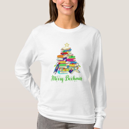 Buch Weihnachtsbaum, Buch Weihnachten T-Shirt (Vorderseite)