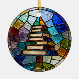 Buch Weihnachtsbaum Keramik Ornament