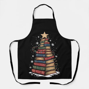 Buch Weihnachtsbaum Lehrer Librarian Xmas Urlaub Schürze