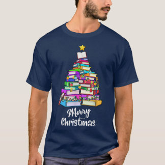 Buch Weihnachtsbaum Xmas Lights Librarian Merry Ch T-Shirt
