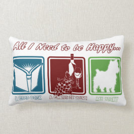 Buch, Wein und Yorkie Lendenkissen