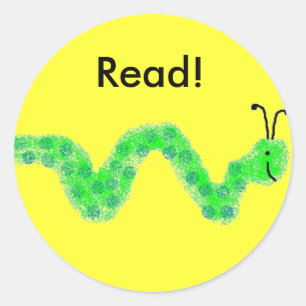 Buch-Wurm Runder Aufkleber