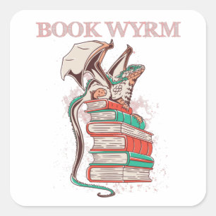 Buch Wyrm Quadratischer Aufkleber