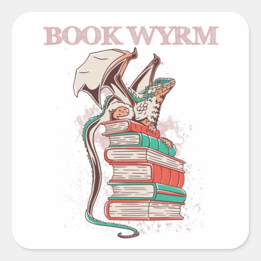 Buch Wyrm Quadratischer Aufkleber (Vorderseite)
