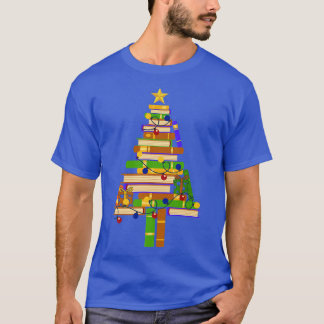 Buch Xmas Tree Light Reading Books Librarian Famil T-Shirt