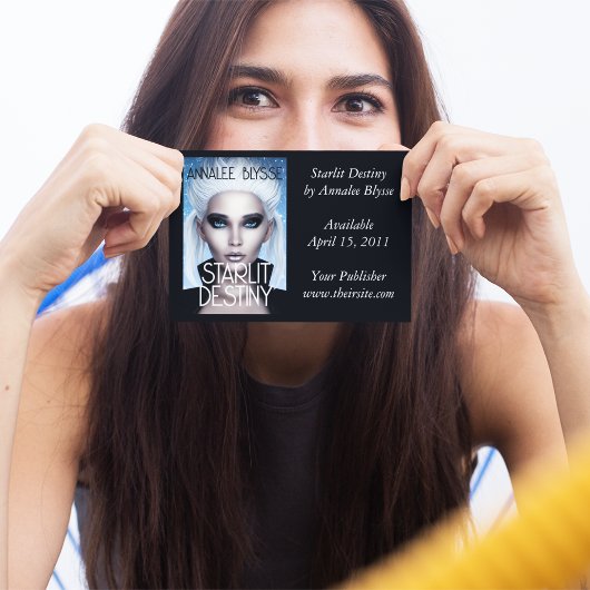 Buchabdeckung Werbematerial schwarzer Hintergrund Postkarte