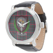 Buchan Scottish Clan Tartan & Crest Armbanduhr (Schrägansicht)