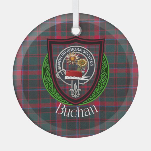 Buchan Scottish Clan Tartan & Crest Ornament Aus Glas (Vorderseite)