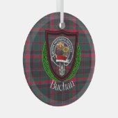 Buchan Scottish Clan Tartan & Crest Ornament Aus Glas (Vorderseite Rechts)