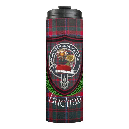 Buchan Scottish Clan Tartan & Crest Thermosbecher (Vorderseite)